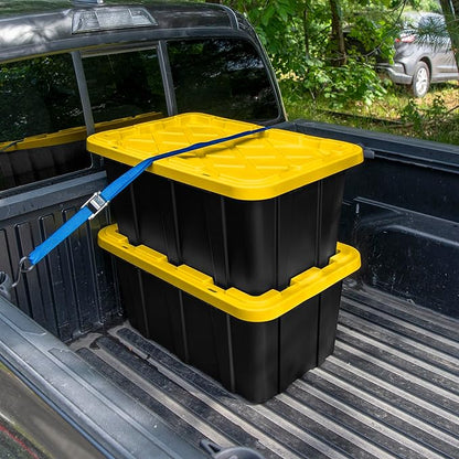 Sterilite 6-Pack Industrial Tote, Plastic Storage Container Bins with Lids, 17 Gallon - Heavy-Duty Organizing Containers for Closet, Bathroom, and Office