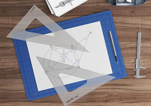Pacific Arc's Scholastic Triangle - 4 inch - Smoke - 30/60 Angle - Polystyrene - Inking Edge - Technical Drawing Tools, Drafting, Architect and Engineering.