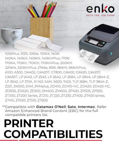 enKo 2 Stacks/4000 Labels 4" x 6" Fanfold Direct Thermal Label Compatible for Rollo Zebra Printer - Shipping Mailing Postage, Perforated, Permanent Adhesive (2 Label/Fold | 2000 Labels/Stack)