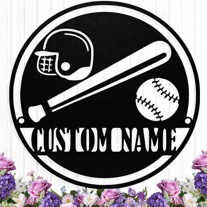 Personalized Baseball Metal Sign Custom Name Sign Baseball Player Gift Boys Room Decor Softball Lover Present Sports Wall Art Decorations Gift for Team,Dad,Husband,Son