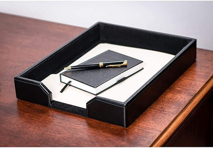 Dacasso Bonded Set Luxury Leather Desk Pad & Desk Organization Essentials, 3 Piece, Black