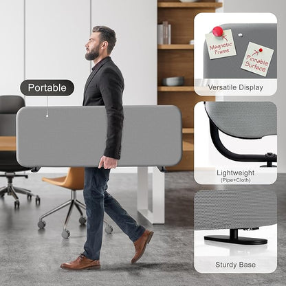 DECOLAB Desk Dividers, Portable Table Partition Screen Panel for Office, Workspace, Classroom, Student, Freestanding, Scratch Resiatance, 48"x18", Steel