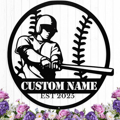 Personalized Baseball Metal Sign, Custom Baseball Signs Wall Art, Custom Name Sign for Player, Boys Room Decor, Sports Wall Decor, Gift for Boys, Team, Dad, Man