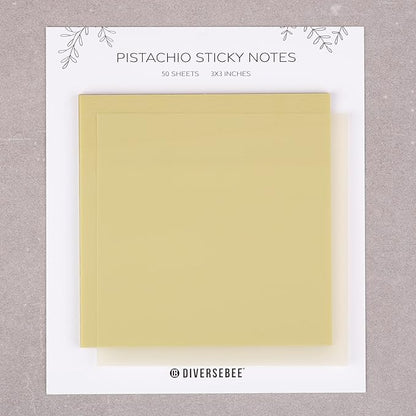DiverseBee 50 Sheets Pastel Transparent Sticky Notes, 3x3” Clear Sticky Tabs, Translucent Page Flags Book Markers Stickers, Planner Accessories, Bible Journaling Study School Supplies (Pistachio)