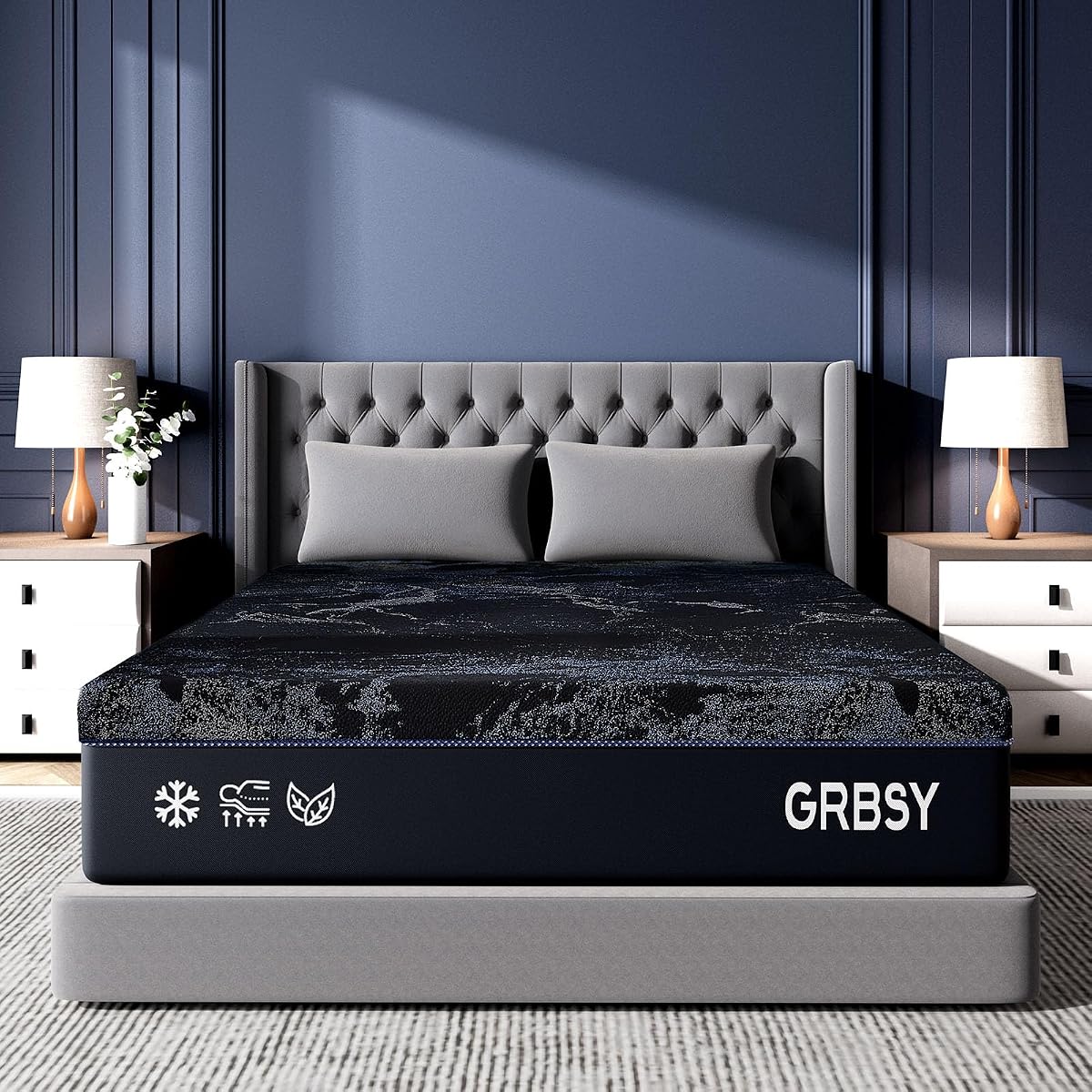 Luxury Upgraded 14 Inch Queen Mattress, Cooling Gel Queen Memory Foam Mattress In a Box with 7-Zone Support for Cool Night & Back pain Relief Washable IceSilk Cover, Medium Firm