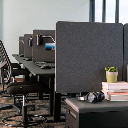 Stand Up Desk Store ReFocus Clamp-on Acoustic Desk Divider Privacy Panel That Reduces Noise and Visual Distractions (Ash Gray, 23.6" x 23.6")
