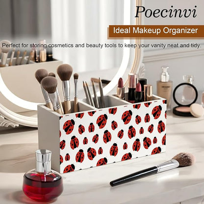 Red Ladybug Pen Holder for Home Office Desk, Ladybug Gifts, Cute Lady Bug Wooden Box Sign Pencil Holder for Desk Shelf Organizer