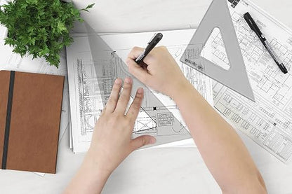 Pacific Arc's Scholastic Triangle - 10 inch - Smoke - 30/60 Angle - Polystyrene - Inking Edge - Technical Drawing Tools, Drafting, Architect and Engineering.