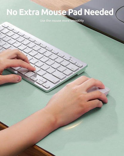 YSAGi Leather Desk Protector, Office Mat, Large Mouse Mat, Non-Slip PU Leather Blotter, Laptop Desk Pad, Waterproof Writing Pad for Office and Home (Pale Green, 35.4" x 17")