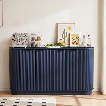 Modern Sideboard Buffet Cabinet with Storage, 59” Curved Credenza,Blue