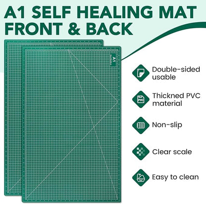 CLOYAN Large Cutting Mat 24"x36", 1 Pack Double-Sided 5-Ply Self Healing Sewing Cutting Mat, Cutting Mats Board for Crafts-Sewing, Fabric, Quilting, Scrapbooking Project