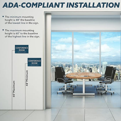 ADA CENTRAL SIGNS - 6" X4" Conference Room Sign - ADA Compliant Tactile Graphics Grade 2 Braille Text Privacy Sign | Wall Mount Plastic Meeting Signs For Schools, Hospitals, Offices, and Apartments