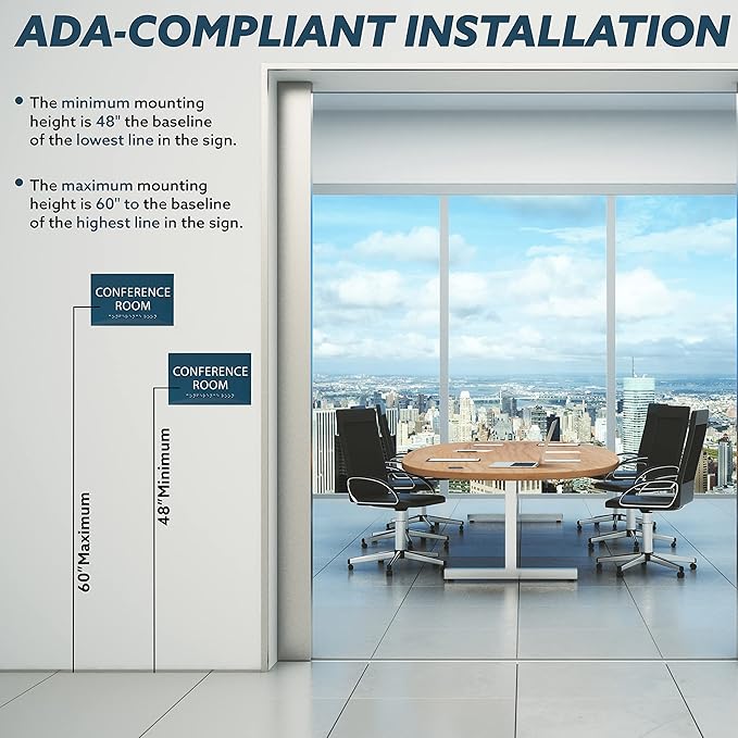 ADA CENTRAL SIGNS - 6" X4" Conference Room Sign - ADA Compliant Tactile Graphics Grade 2 Braille Text Privacy Sign | Wall Mount Plastic Meeting Signs For Schools, Hospitals, Offices, and Apartments