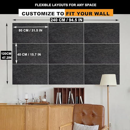 9 Pack Large Cork Board Bulletin Board for Wall 95x47in Self Adhesive Bulletin Board Felt Board for Office School Home Decorative Wall Decor(Size:Each 80x40cm/31.5x15.7 in,Color:red)