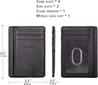 TOURSUIT Travel Minimalist Slim Front Pocket Wallet for Men Women, RFID Blocking Credit Card Holder Case (Lichee Black)