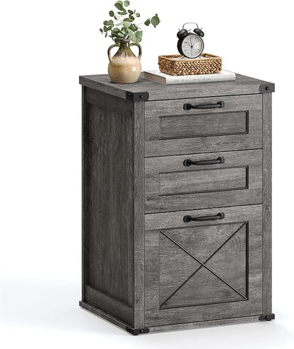 VASAGLE File Cabinet, Filing Cabinet with 3 Drawers, Printer Stand, Fit A4, Letter Size, Hanging File Folders, Modern Farmhouse Style, for Home Office, Misty Gray UOFC054G01