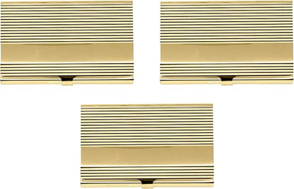 Stephanie Imports Set of 3 Slim & Minimalist Metal Business Card Holder Unisex Case (Gold Band Ridges)
