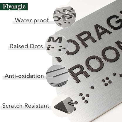 Conference Room Signs for Business and Office Sign, ADA Signs with Raised Text & Grade 2 Braille, Easy Installation with Adhesive Pad – Brushed Aluminum/Silver