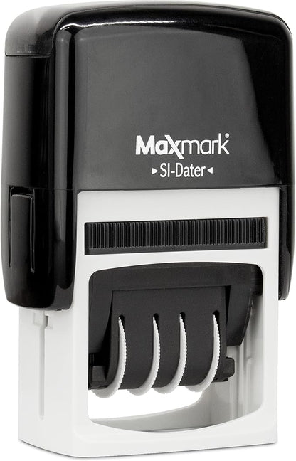 MaxMark Office Self Inking Date Stamp with Phrase Completed - Red Ink