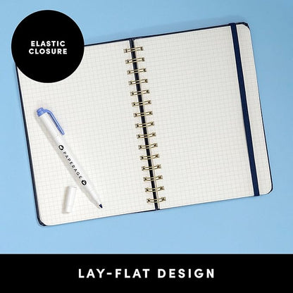 PAPERAGE Graph Paper Spiral Notebook & Journal, (Blush), 160 Pages, Medium 5.5 inches x 8 inches - 100 GSM Thick Graphing Paper, Hardcover, Double-Wire Grid Spiral Notebook