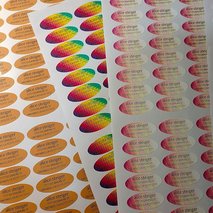 Made in USA Custom Return Address Stickers Labels Customized Mailing Label for Envelopes, Personalized Self Adhesive Flat Sheet Oval Labels