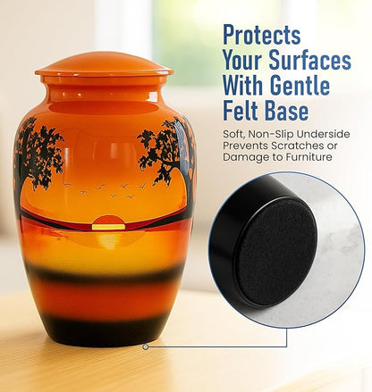 Modern Memorials Cremation Urn for Ashes - Large Urn for Man & Women - 200 Cubic Inches - Includes Velvet Storage Bag - Safari Style