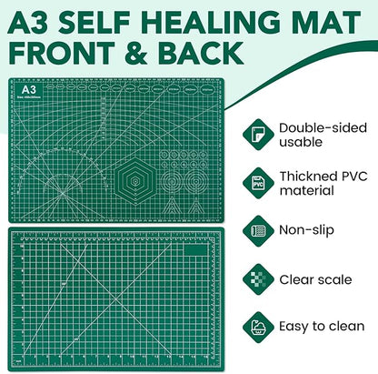 CLOYAN Cutting Mat 12"x18", 10 Pack Double-Sided 5-Ply Self Healing Sewing Cutting Mat, Cutting Mats Board for Crafts-Sewing, Fabric, Quilting, Scrapbooking Project