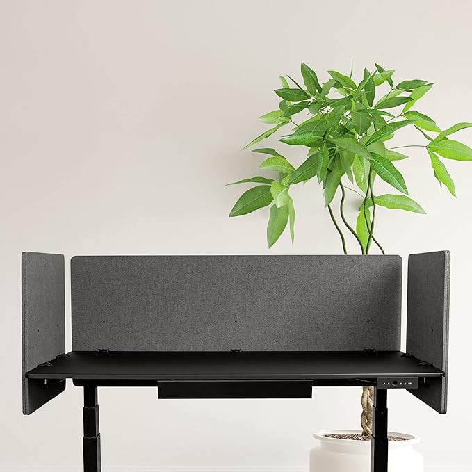 Stand Up Desk Store ReFocus Clamp-on Acoustic Desk Divider Privacy Panel That Reduces Noise and Visual Distractions (Ash Gray, 59" x 23.6, 23.6" x 23.6", & 23.6" x 23.6")