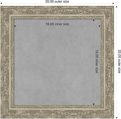 Amanti Art Silver Framed Magnetic Board 20x20 Small Vision Board for use with Magnets, 100% Metal Sheet to Display Items as Office Decor or for Home Organization in mudroom, Kitchen or Kids Room