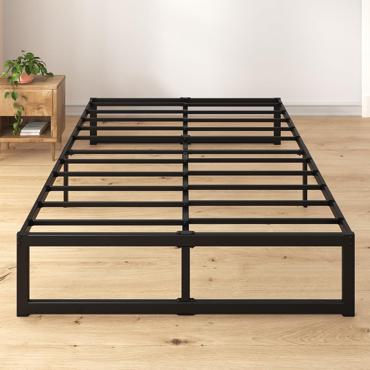 ABEL 14 Inch Platform Bed Frame, Steel Slat Support, Easy Assembly, No Box Spring Needed, Eco Friendly WonderBox(TM) Packaging, Black, Full