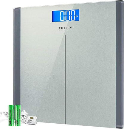 Etekcity Scale for Body Weight, Bathroom Digital Electric Scale for People, Measures Weight up to 400 lbs, Silver