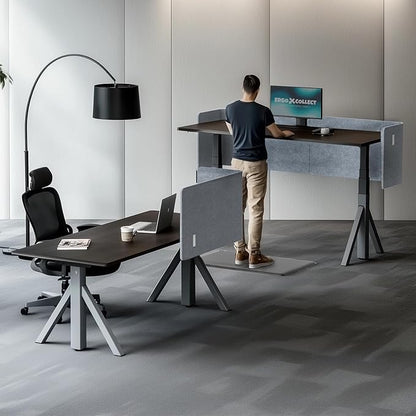 ERGO COLLECT Desk Privacy Panel,2PCS L-Shaped Clamp-On Office Desk Divider,2-in-1 Adjustable Acoustic Desktop Partition Or Under Desk Modesty Screen,for Office,Home,Felt (Grey, 39.4" x 15.7")