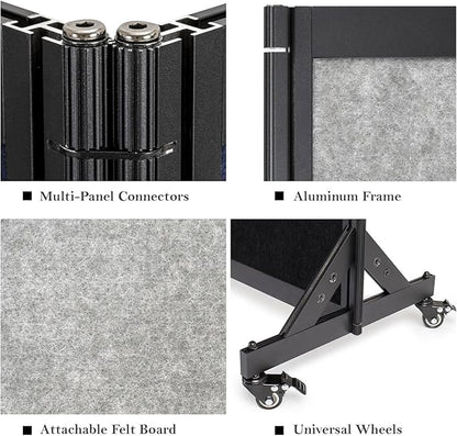 Strongbird Room Partition,Office Divider,Portable Commercial Screen Dividers,Privacy Partition Separator,Classroom School Dividers,12'7"L* 6'7"H,6 Panel,Light Grey