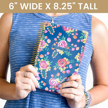 bloom daily planners NEW Address Book with Alphabetical Tabs - Hardcover Phone Book Organizer for Telephone Numbers, Passwords, Birthdays & Anniversaries (6” x 8.25”) - Vintage Floral