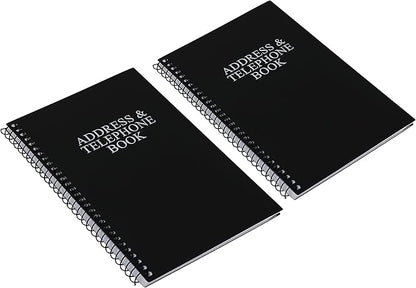 Iconikal Address and Telephone Book, Black, 8 x 5 inches, 2-Pack