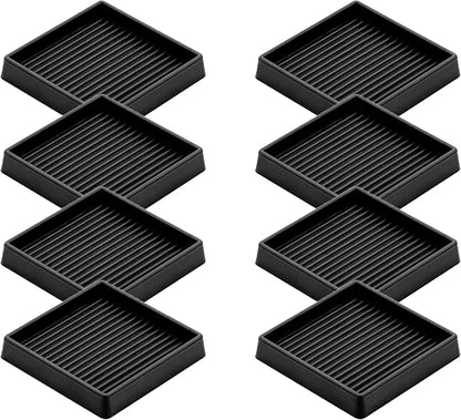VOCOMO 3X3 Rubber Caster Cups, Non Slip Furniture Pads, Anti-Slip Gripper, Anti Skid Furniture Feet, Anti Slide Floor Protector for Bed Couch Stoppers (8 Pack, Black)