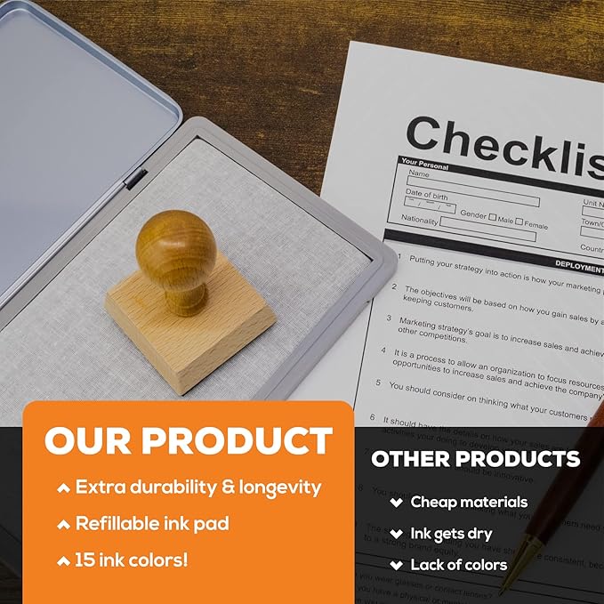 Metal Case Stamp Pad Large Size, Brown Color - Size: 3" x 6" - Choose from 15 Ink Colors