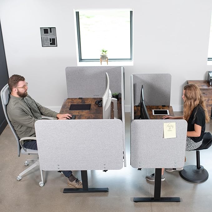 VIVO Clamp-on/Screw-on 71 x 24 inch Privacy Panel System, Sound Absorbing Cubicle Desk Divider, Acoustic Partition, 2 Panels, Gray, PP-2-V072G