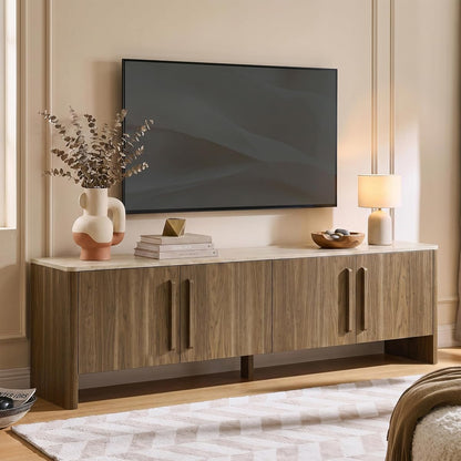 71" Mid Century Modern TV Stand with 4 Doors