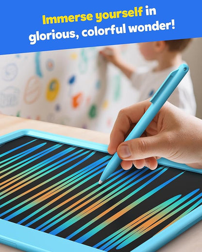 TEKFUN LCD Writing Tablet for Kids Boys Toys, 12 Inch Erasable Doodle Board Colorful Doodle Pad, Mess Free Coloring Board Games Toys Gifts for Toddlers Boys Adults (Blue)