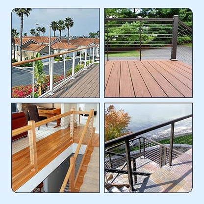 RiaYer 20 Pack 45 Degree Angle Protective Sleeves, Black Cable Railing Corner Protector Sleeve Beveled for 1/8" Wire Rope, T316 Marine Grade Cable Railing Kit with Two Drill Bit for Wood Posts HF039B