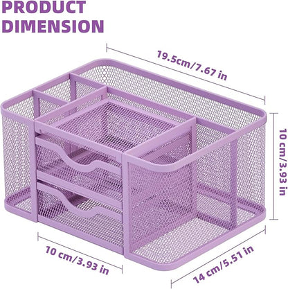 Marbrasse Mesh Desk Organizer with 2 Drawers, Pen Holder & Notebook Slot