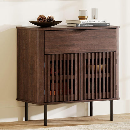 31.5" Tall Modern Sideboard Buffet Cabinet with Storage, Walnut