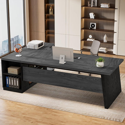 78" L Shaped Executive Desk with Storage, Home Office