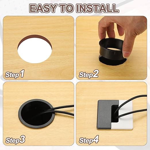 PATIKIL 2.8inch Desk Grommet, 6Pcs Cable Grommet Wire Management Cable Hole Cover Cord Organizer for Office Home Table Countertop, White Silver Grey