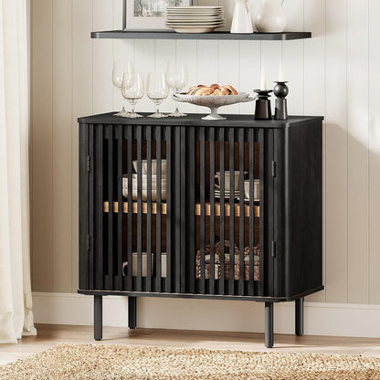 31.5" H Sideboard Buffet Cabinet with Adjustable Shelf, Black