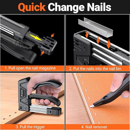Preciva Self-Adjusting Staple Gun Kit- Heavy Duty Manual Stapler with 1800 Staples & Staple Remover | for Wood, Carpentry, Upholstery, DIY Furniture