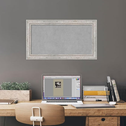Amanti Art Silver Framed Magnetic Board 15x27 Small Vision Board for use with Magnets, 100% Metal Sheet to Display Items as Office Decor or for Home Organization in mudroom, Kitchen or Kids Room