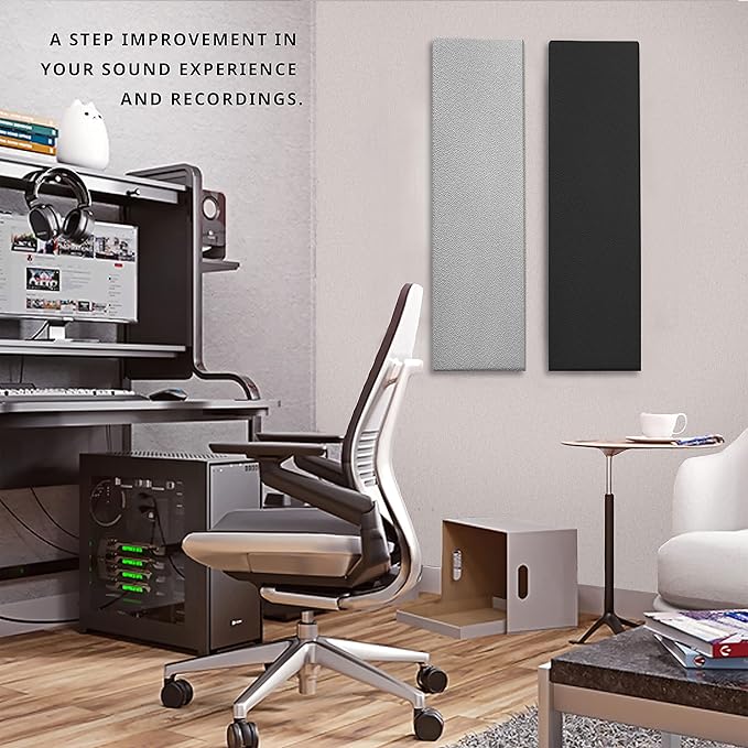 Tönnen Acoustic Panel Black | Fiberglass 2-pack | Professional sound absorbing Panel | Decorative sound proof panel | acoustic wall panel (36x13x2 in) - Black