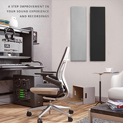 Tönnen Acoustic Panel Black | Fiberglass 2-pack | Professional sound absorbing Panel | Decorative sound proof panel | acoustic wall panel (36x13x2 in) - Black